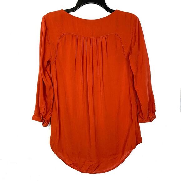 Maeve Anthropologie Crescent Street Blouse top rust orange terracotta top size 2 - Picture 9 of 9
